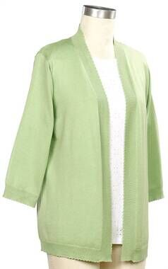 NEW SOUTHERN LADY women's hub city 3/4 sleeve sweater in aloe vera